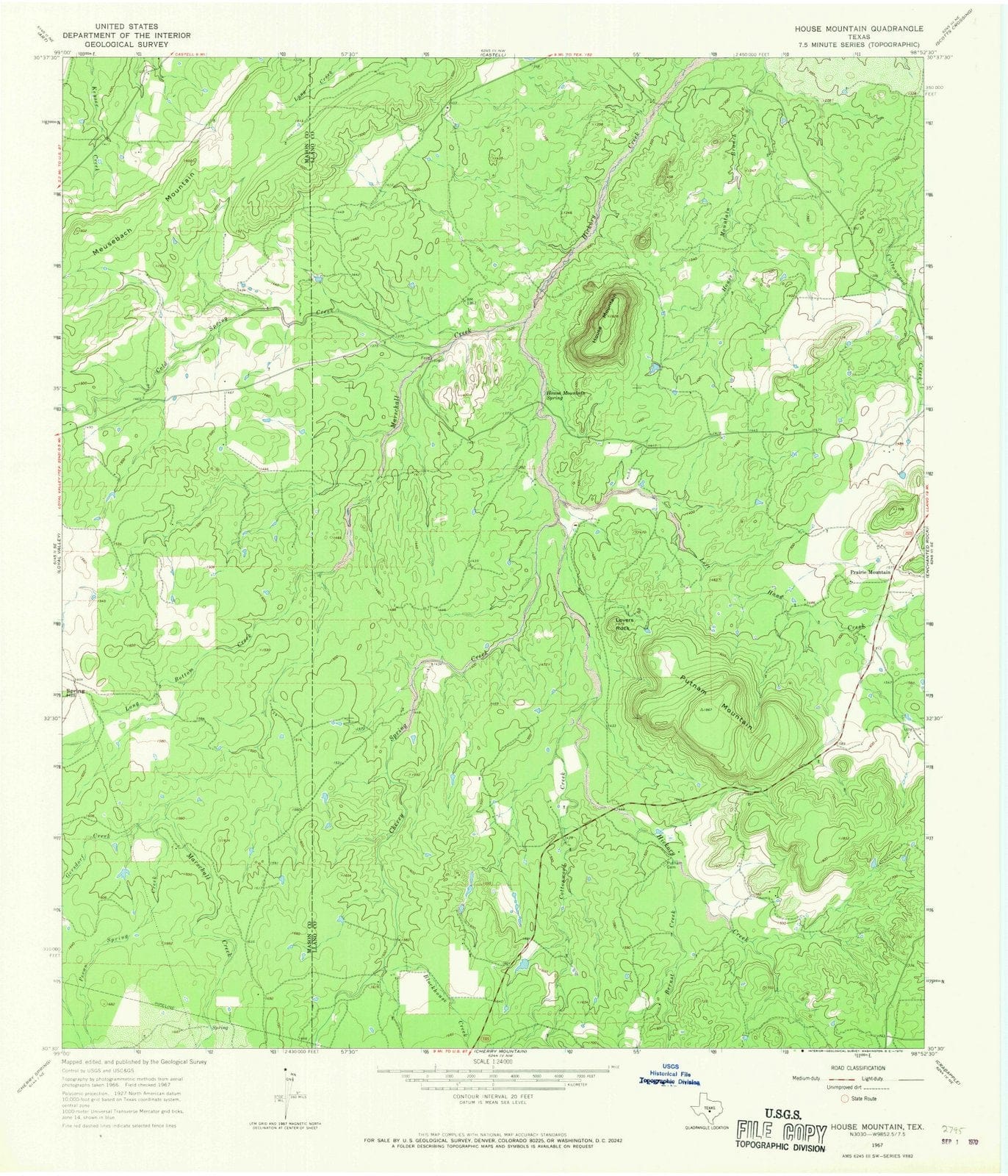 1967 Horse Mountain, TX - Texas - USGS Topographic Map