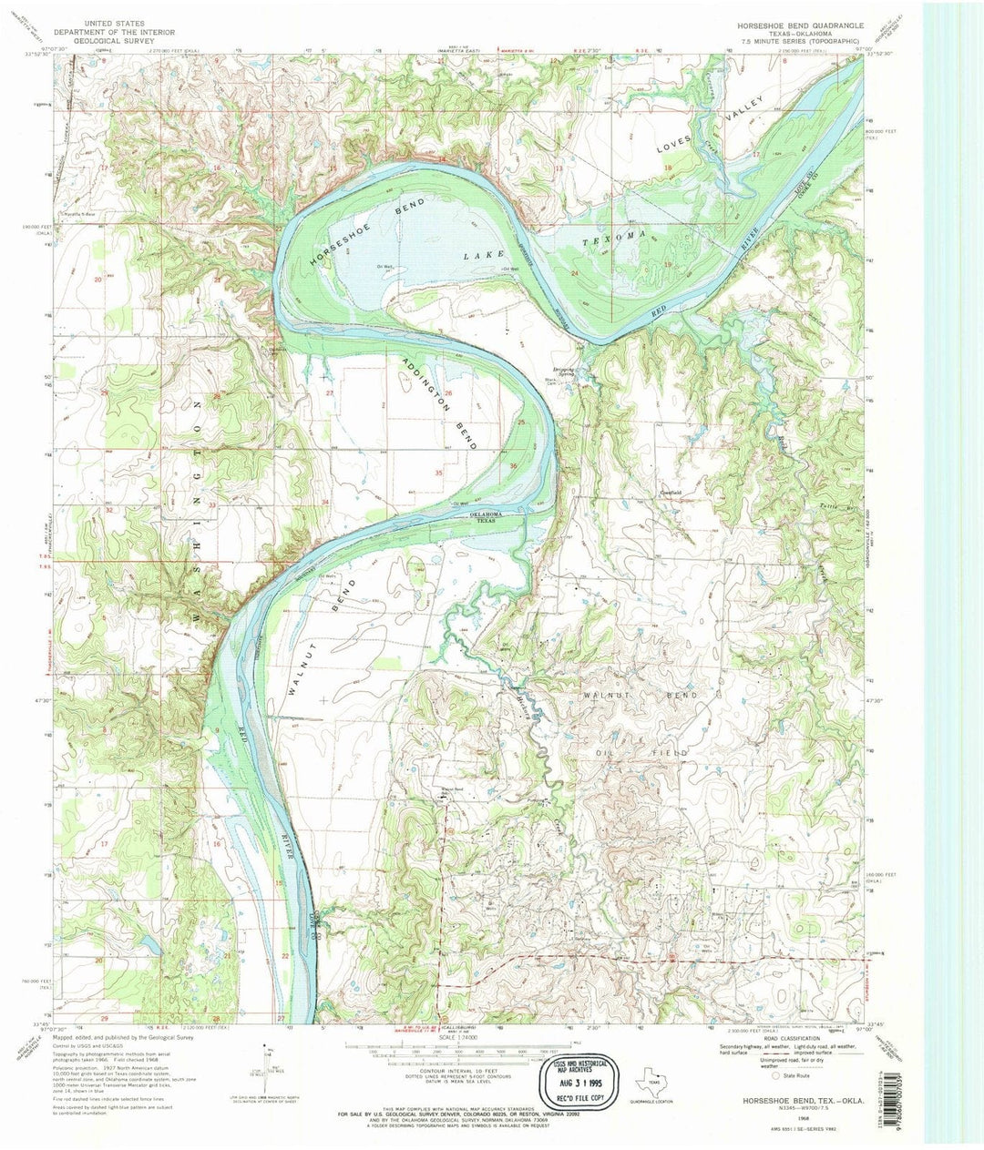 1968 Horseshoe Bend, TX - Texas - USGS Topographic Map
