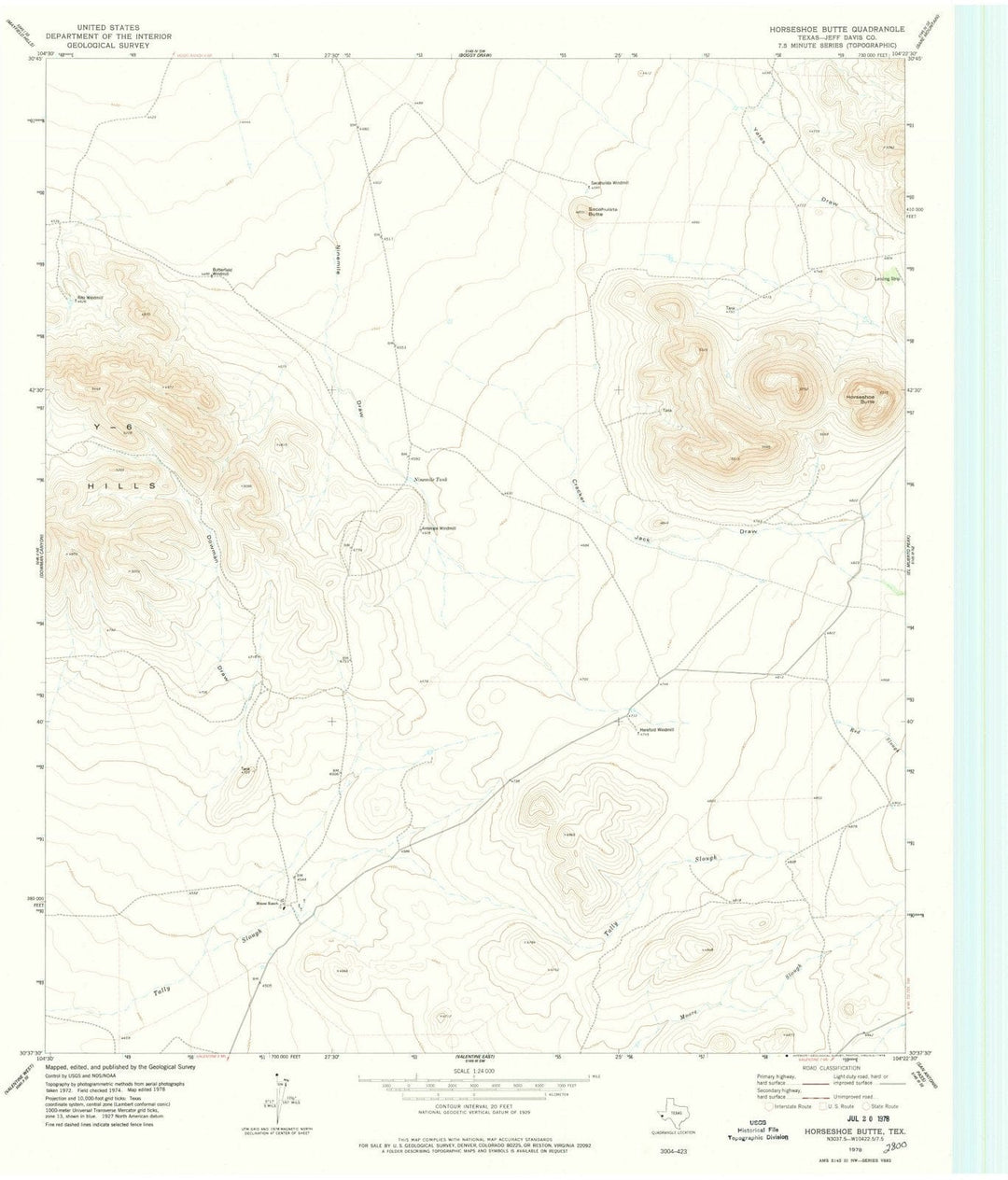 1978 Horseshoe Butte, TX - Texas - USGS Topographic Map