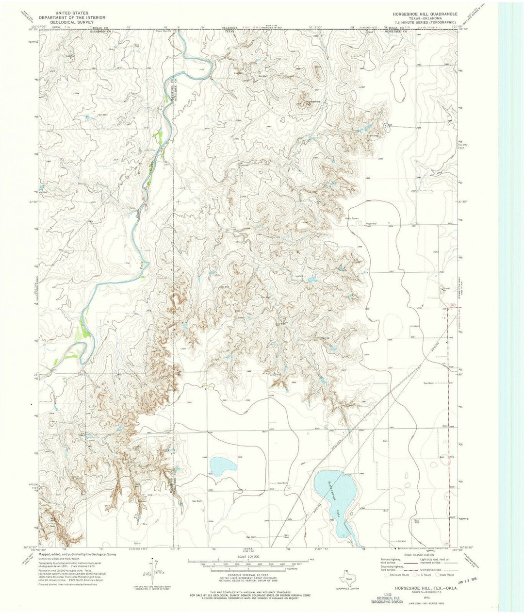 1973 Horseshoe Hill, TX - Texas - USGS Topographic Map