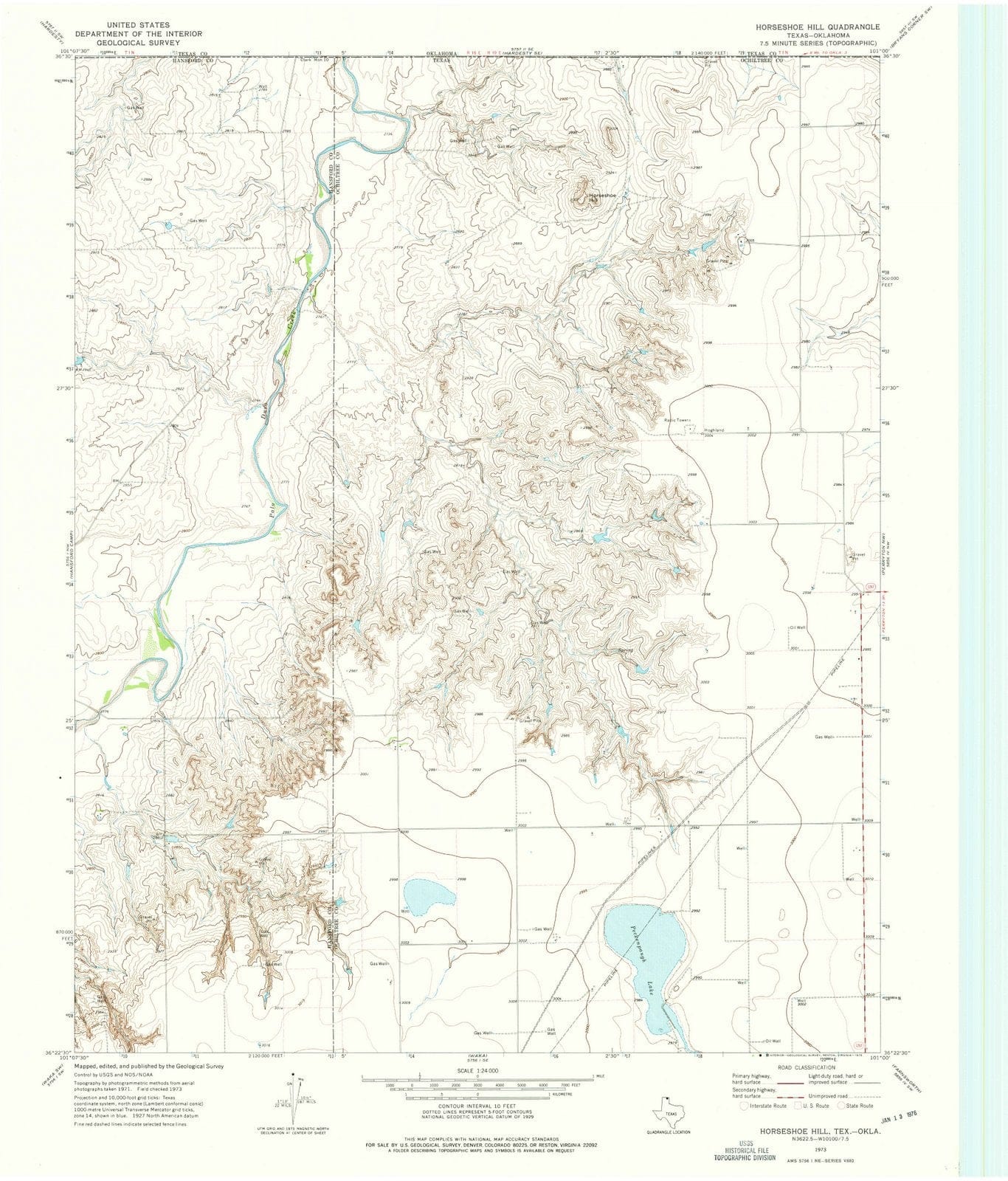 1973 Horseshoe Hill, TX - Texas - USGS Topographic Map