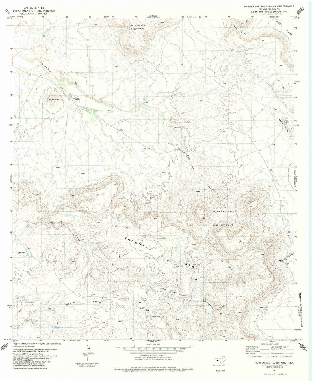 1983 Horseshoe Mountains, TX - Texas - USGS Topographic Map