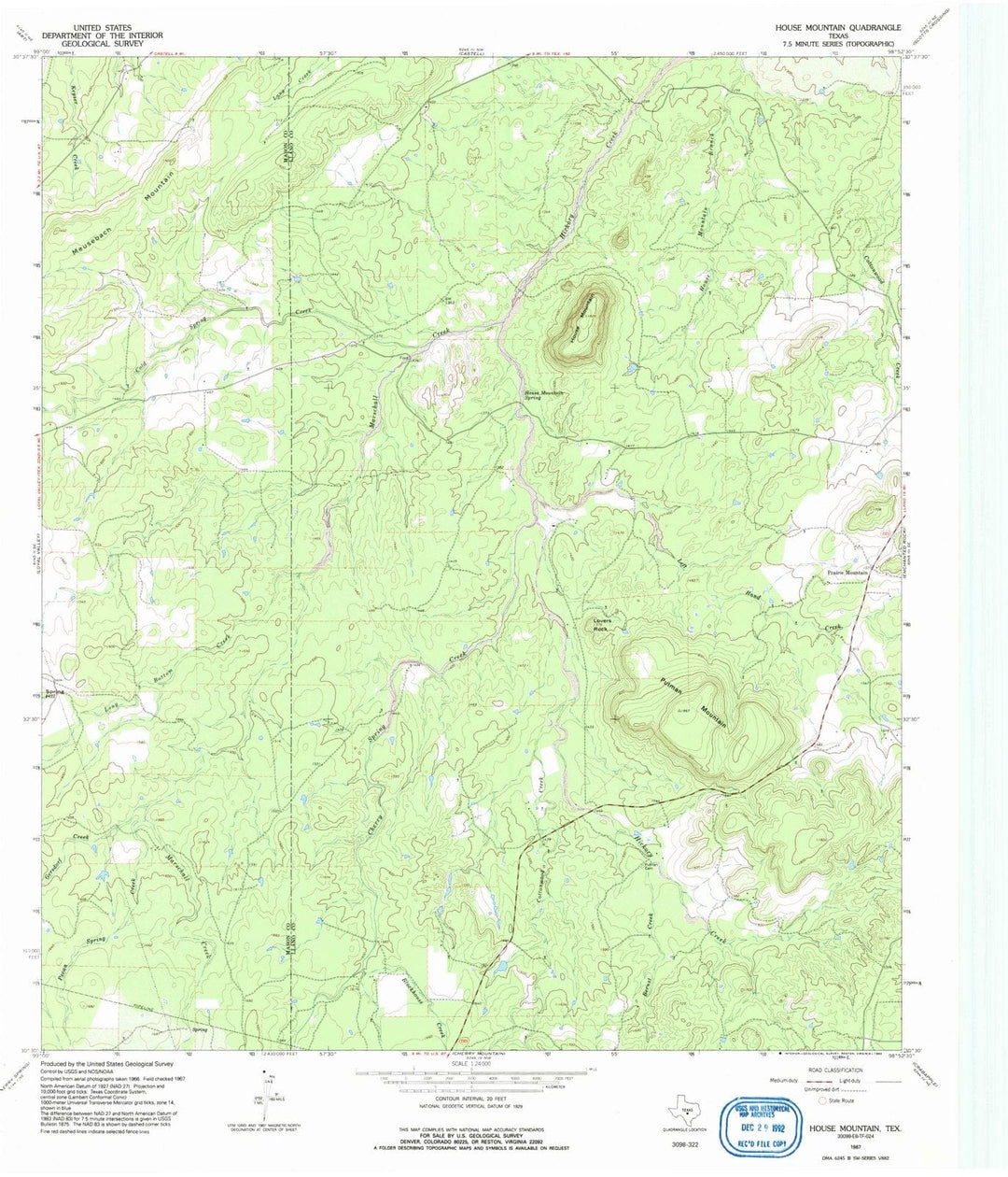 1967 House Mountain, TX - Texas - USGS Topographic Map