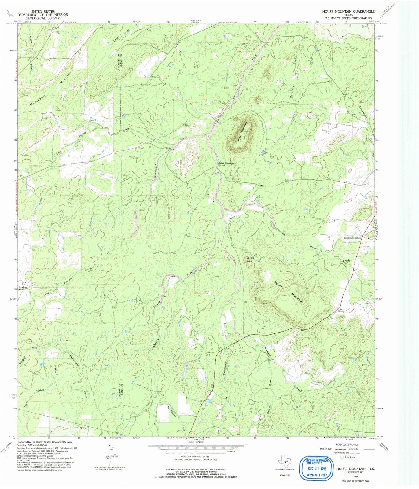 1967 House Mountain, TX - Texas - USGS Topographic Map