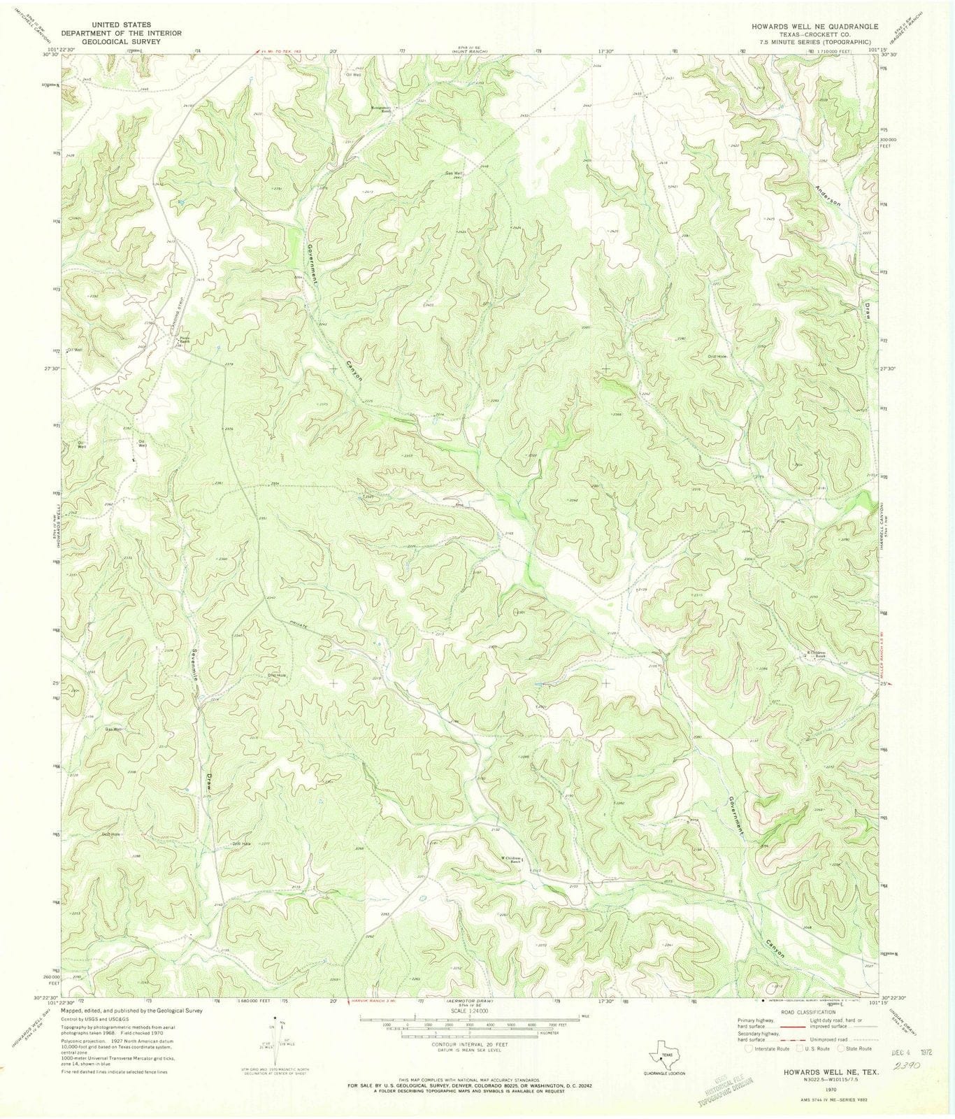 1970 Howards Well, TX - Texas - USGS Topographic Map