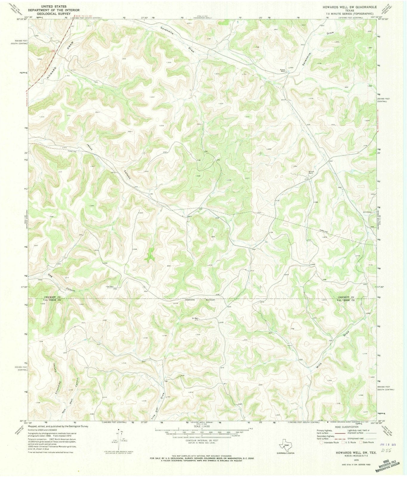 1970 Howards Well, TX - Texas - USGS Topographic Map v2