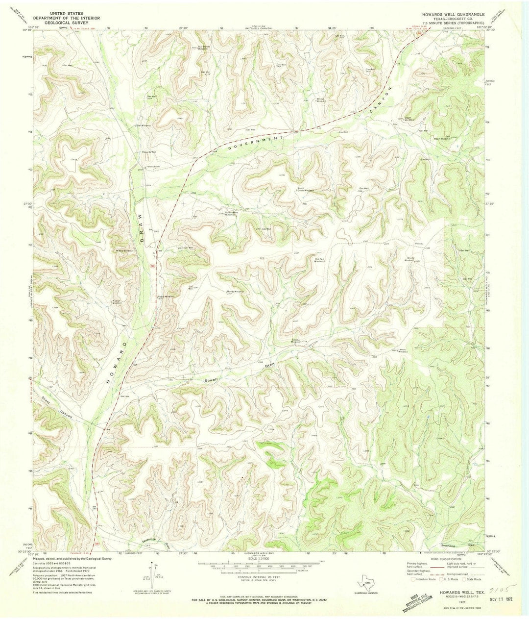 1970 Howards Well, TX - Texas - USGS Topographic Map v3