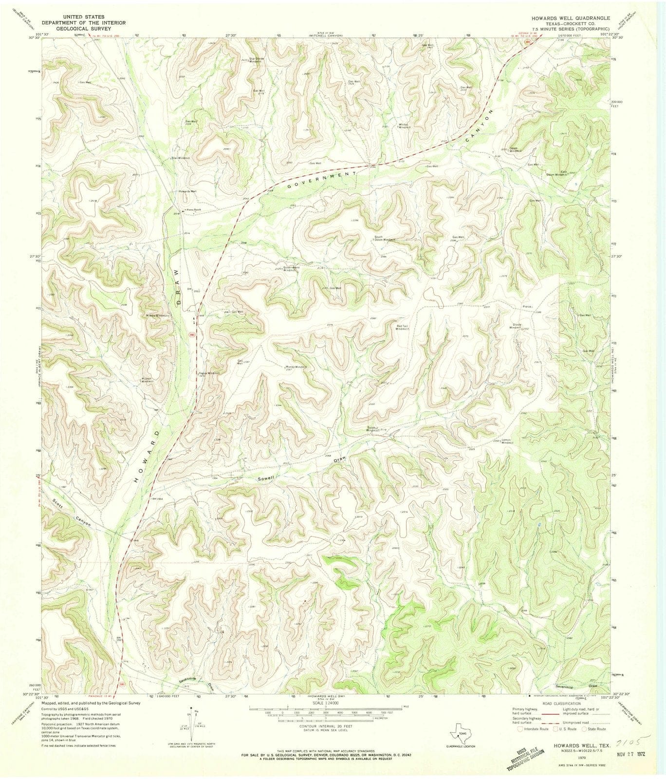 1970 Howards Well, TX - Texas - USGS Topographic Map v3