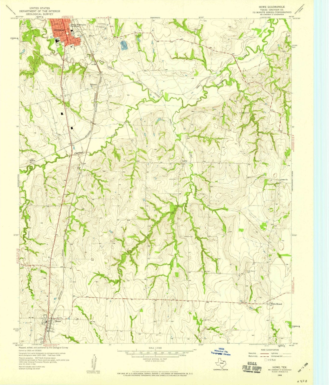 1958 Howe, TX - Texas - USGS Topographic Map