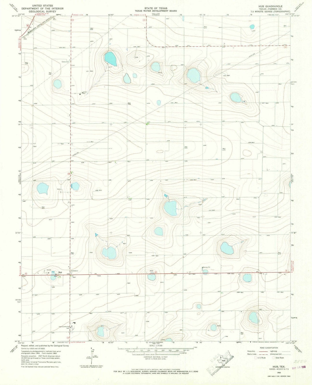 1965 Hub, TX - Texas - USGS Topographic Map