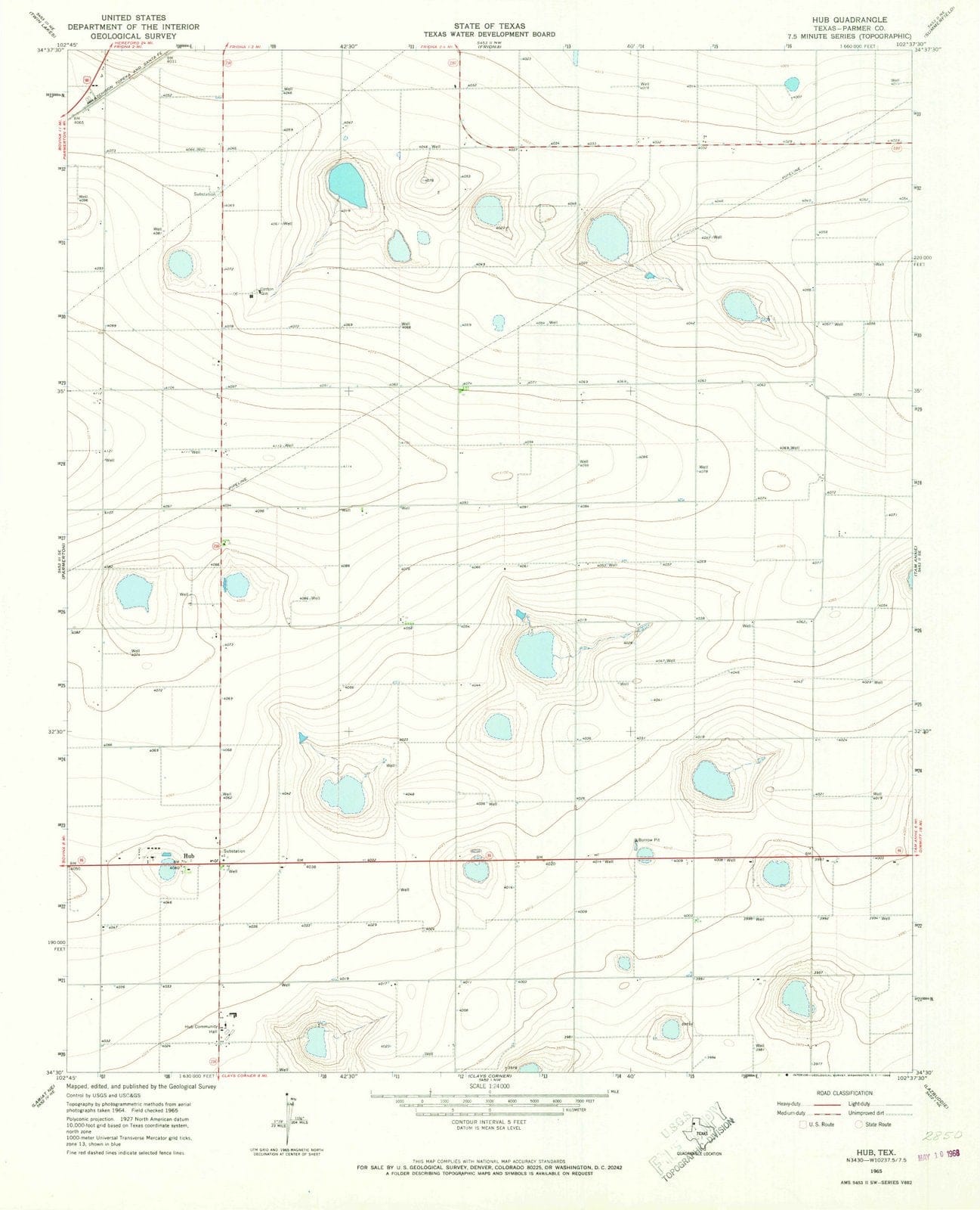 1965 Hub, TX - Texas - USGS Topographic Map