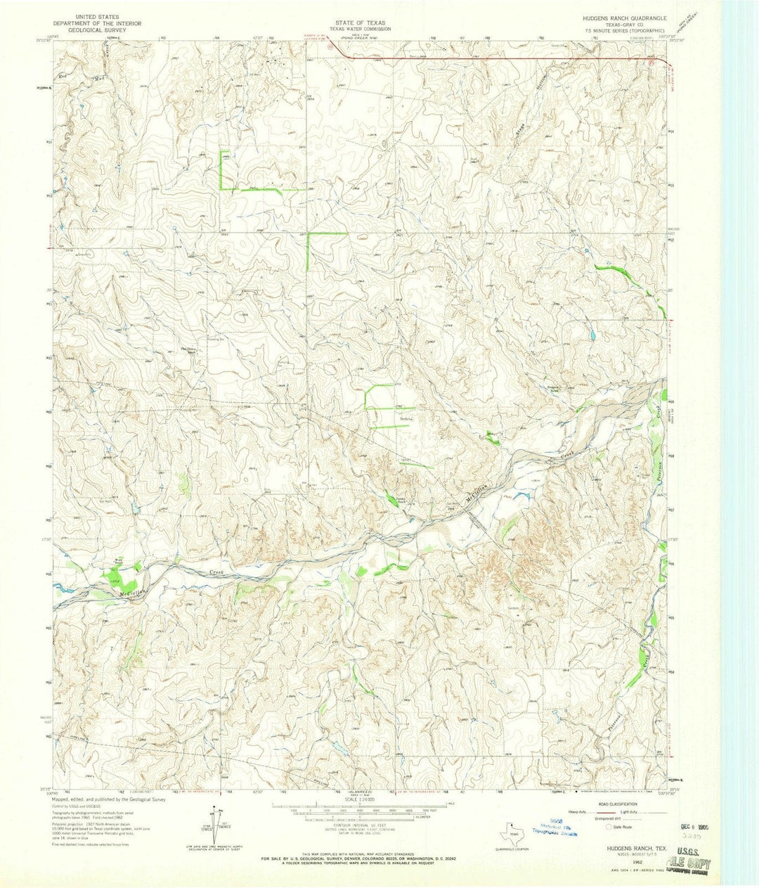 1962 Hudgens Ranch, TX - Texas - USGS Topographic Map