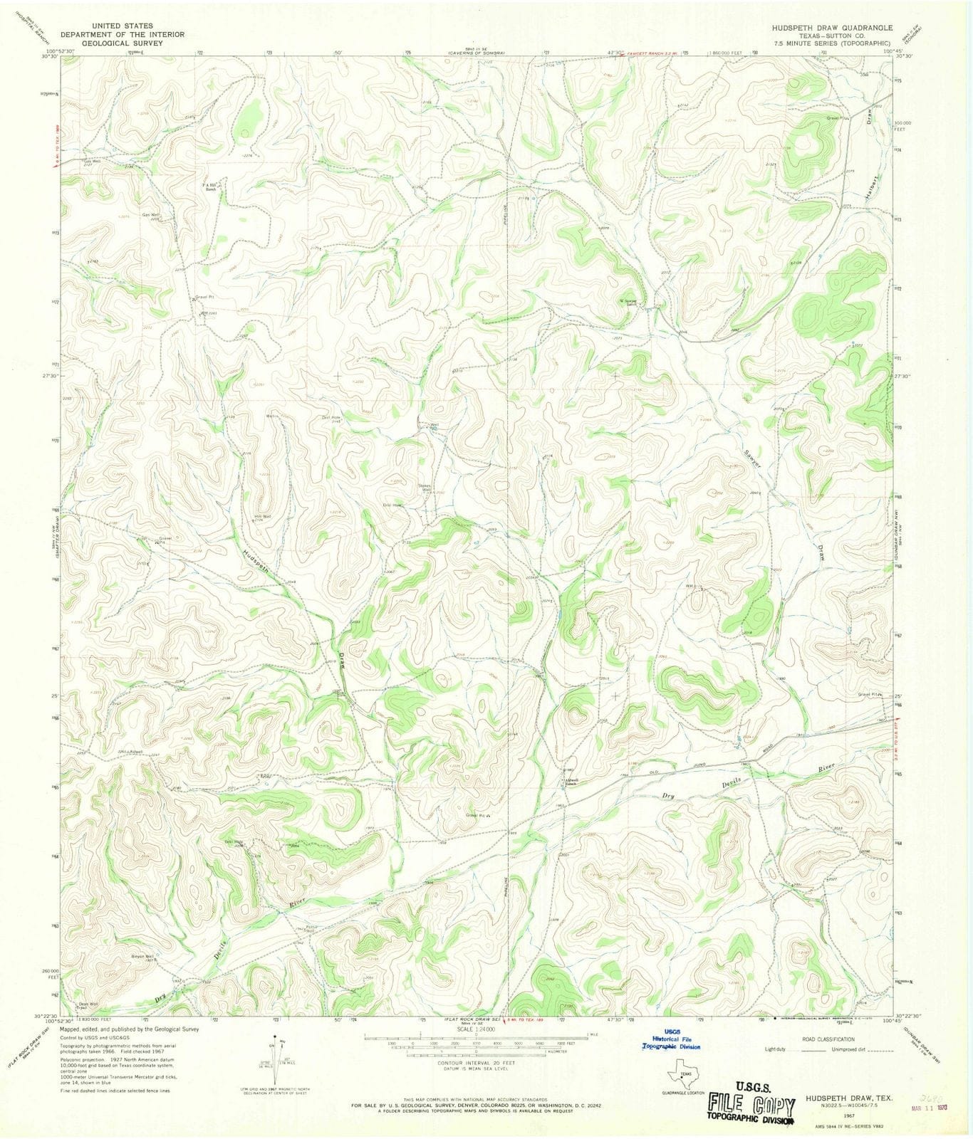 1967 Hudspethraw, TX - Texas - USGS Topographic Map