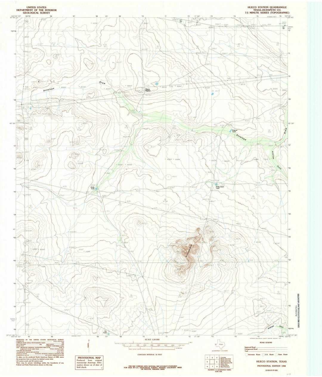 1984 Hueco Station, TX - Texas - USGS Topographic Map