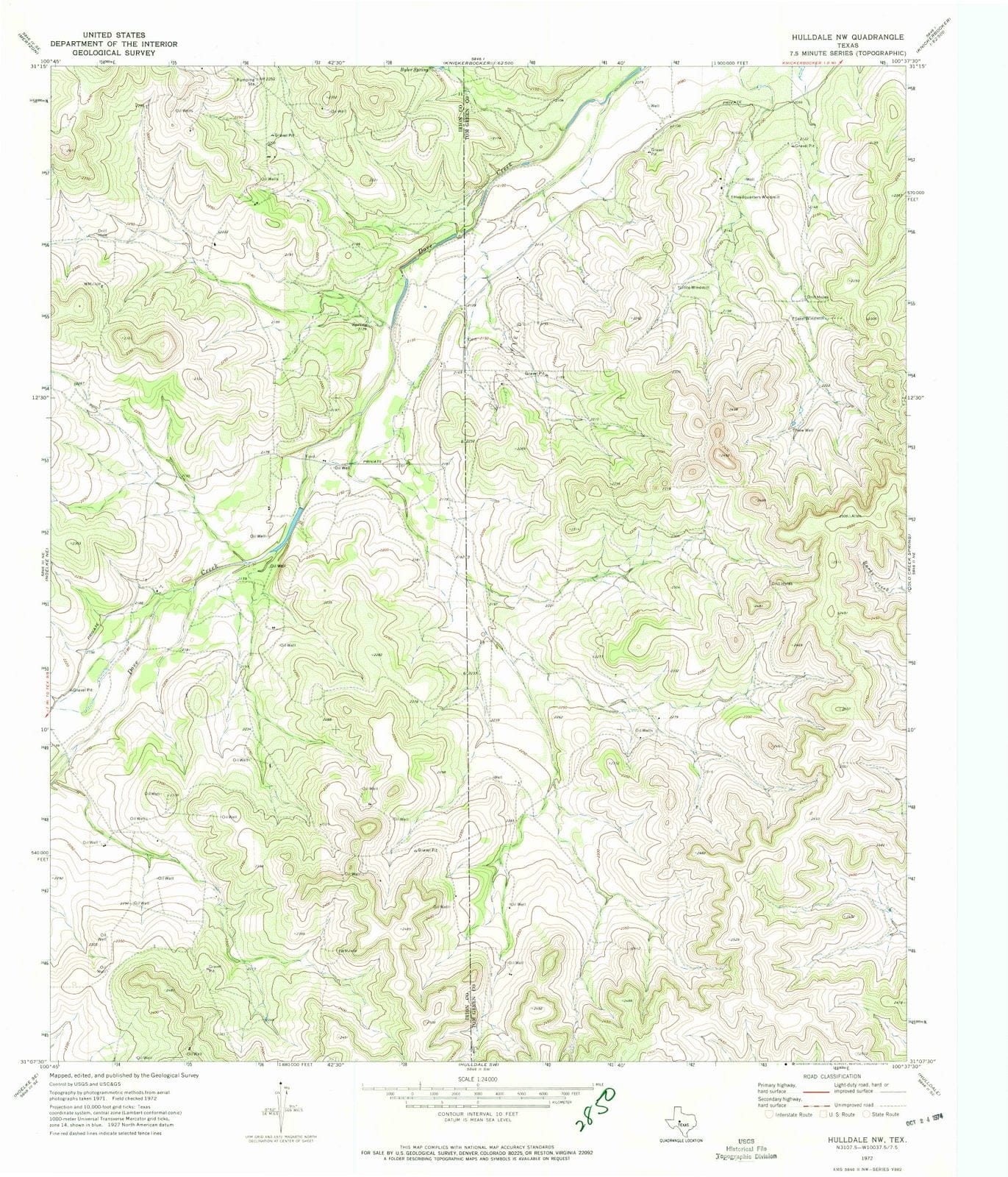 1972 Hulldale, TX - Texas - USGS Topographic Map