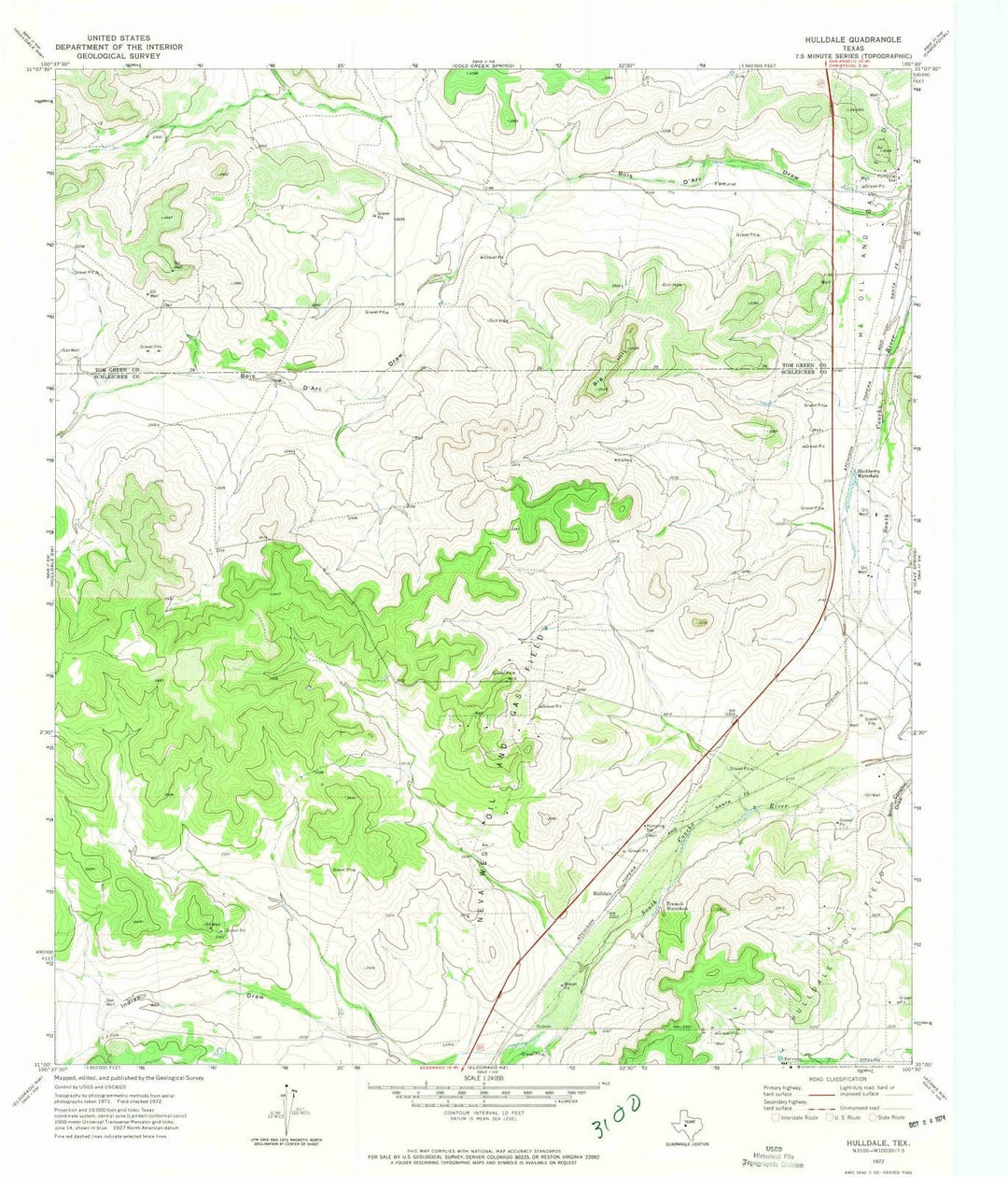 1972 Hulldale, TX - Texas - USGS Topographic Map v3