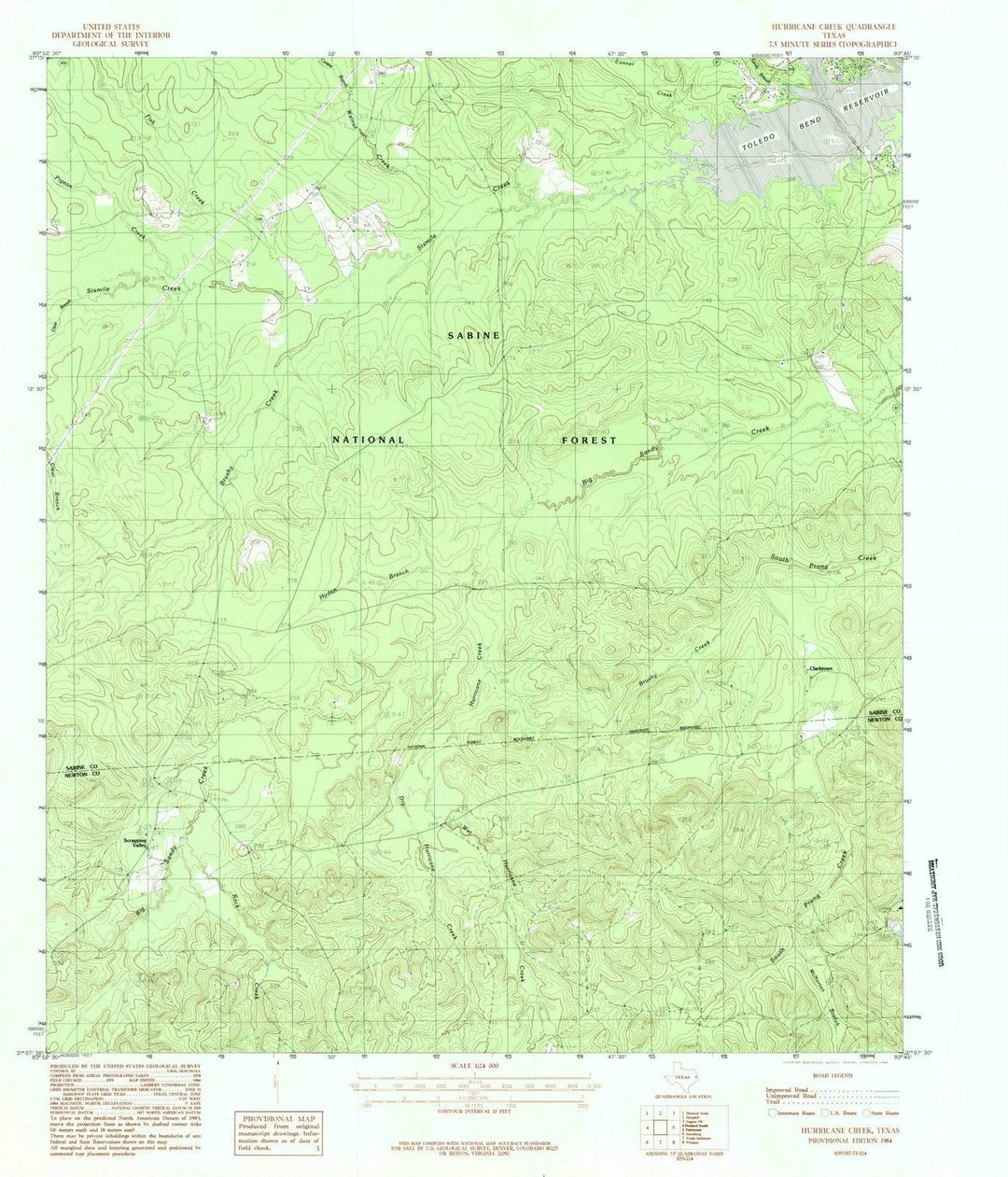 1984 Hurricane Creek, TX - Texas - USGS Topographic Map