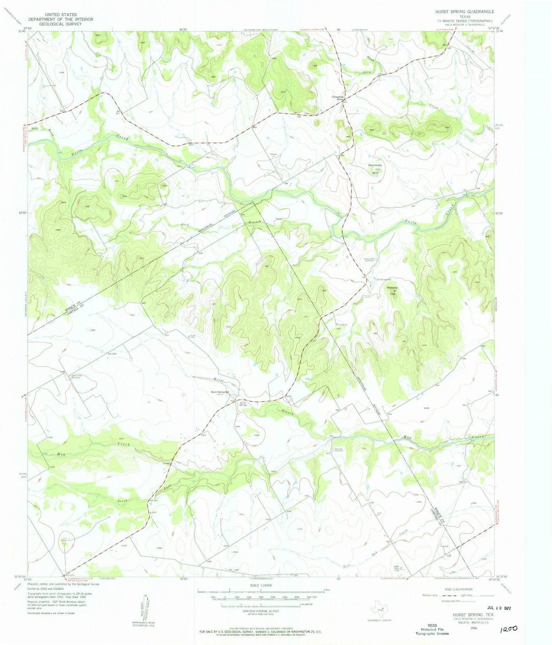 1956 Hurst Spring, TX - Texas - USGS Topographic Map