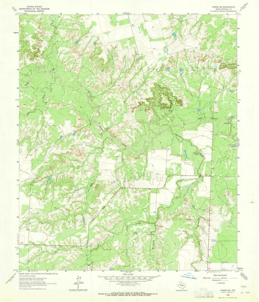 1962 Hyman, TX - Texas - USGS Topographic Map