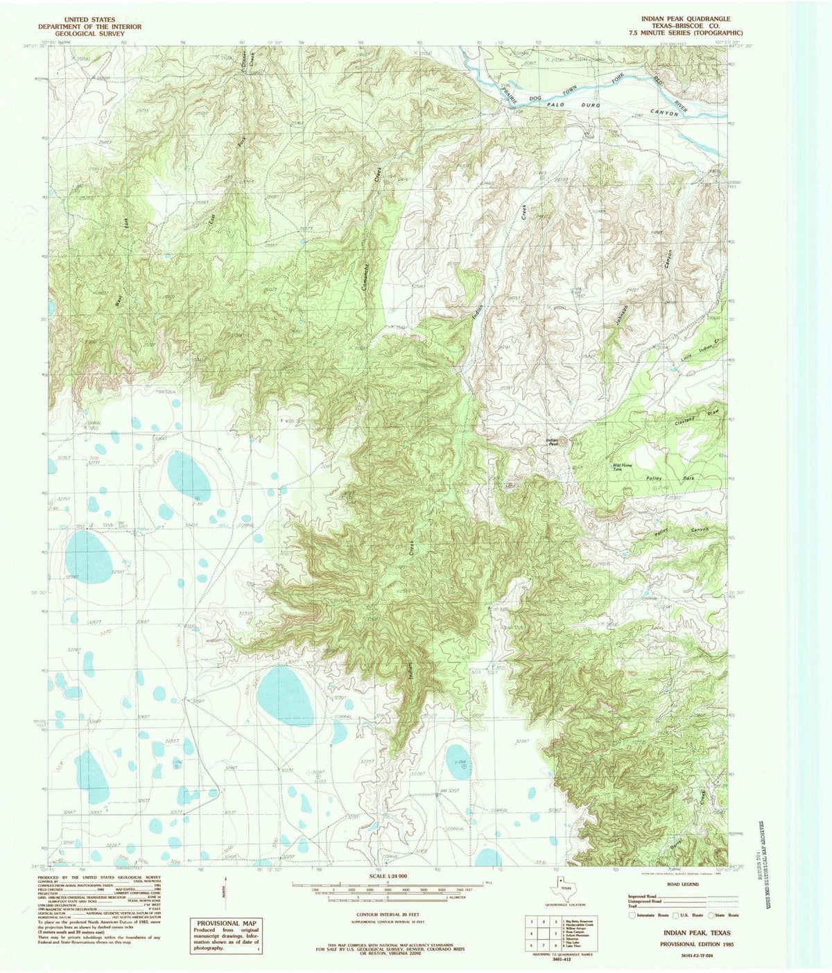 1985 Indian Peak, TX - Texas - USGS Topographic Map