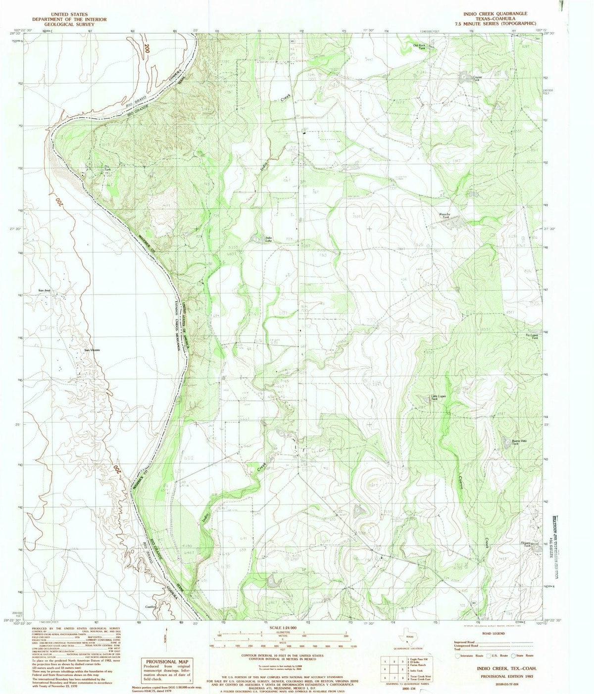 1983 Indio Creek, TX - Texas - USGS Topographic Map