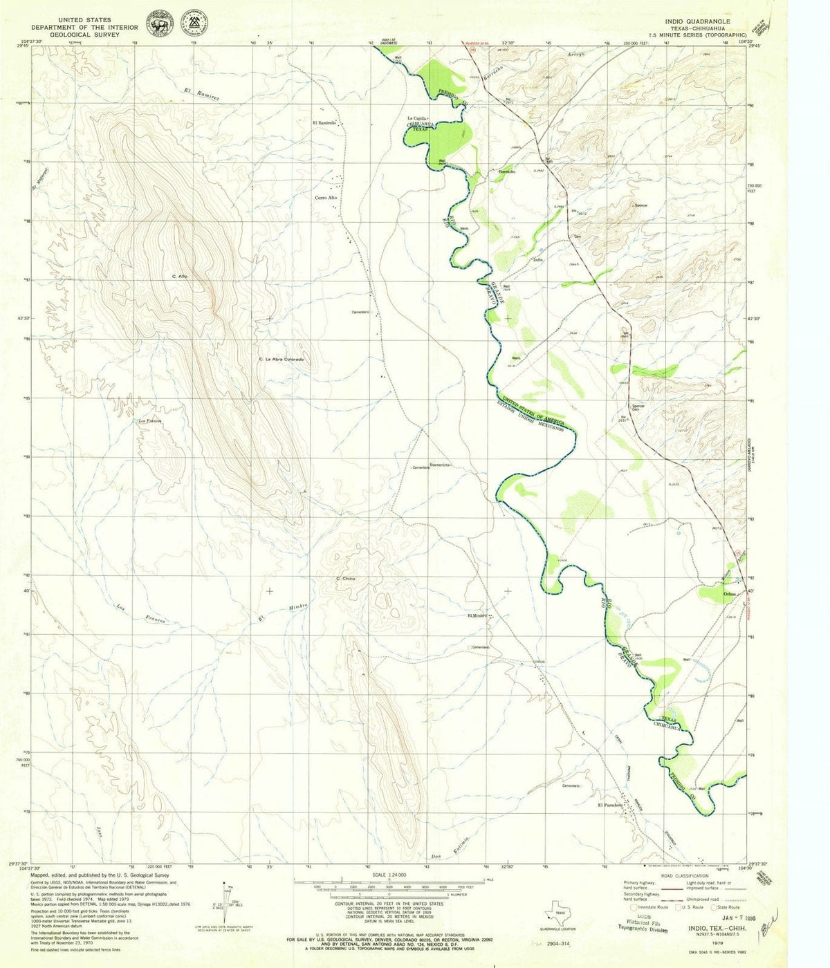 1979 Indio, TX - Texas - USGS Topographic Map