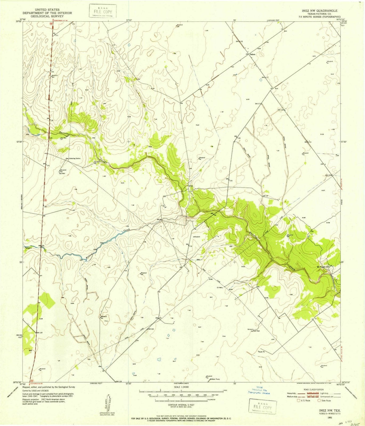 1951 Inez, TX - Texas - USGS Topographic Map