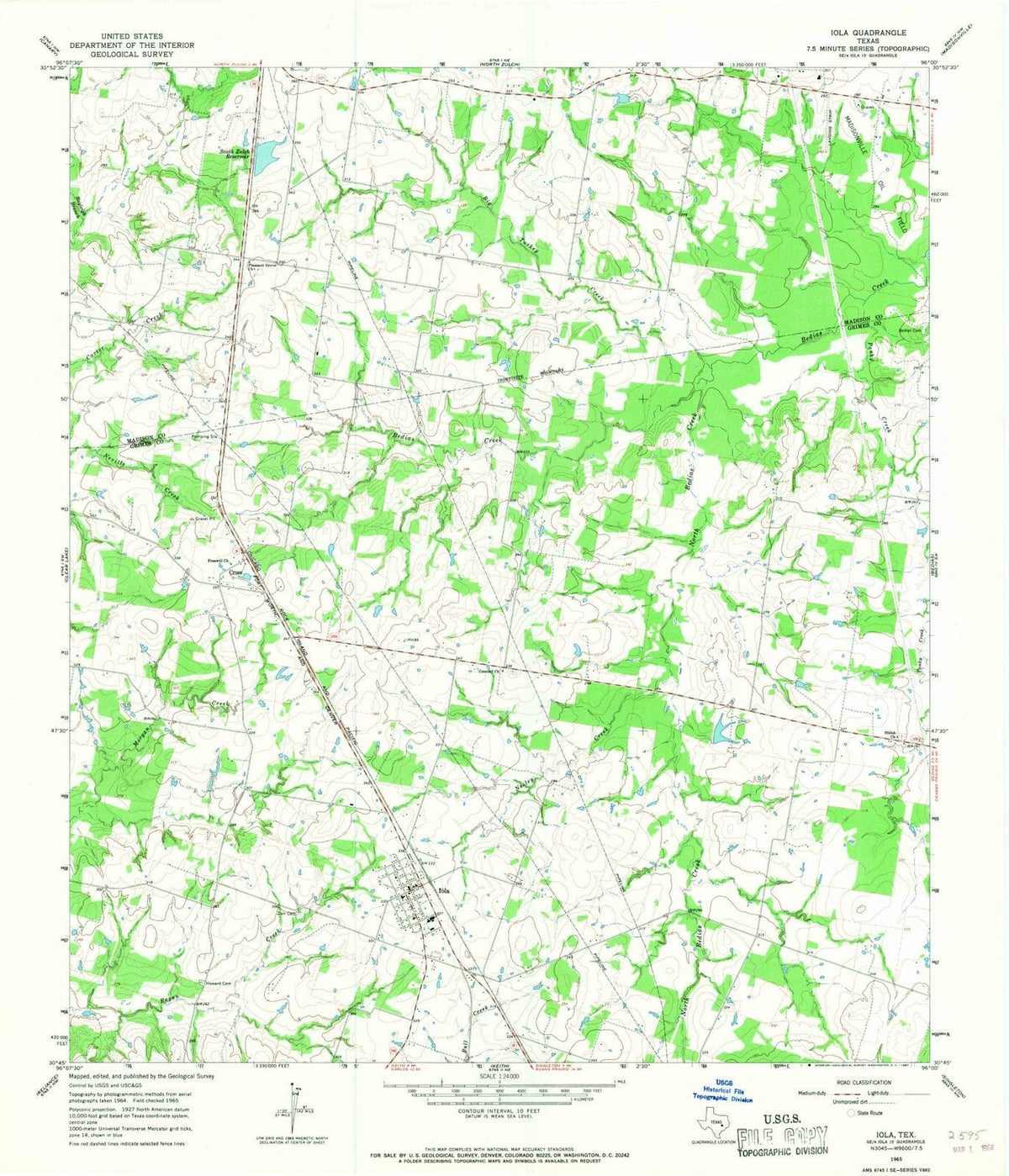 1965 Iola, TX - Texas - USGS Topographic Map