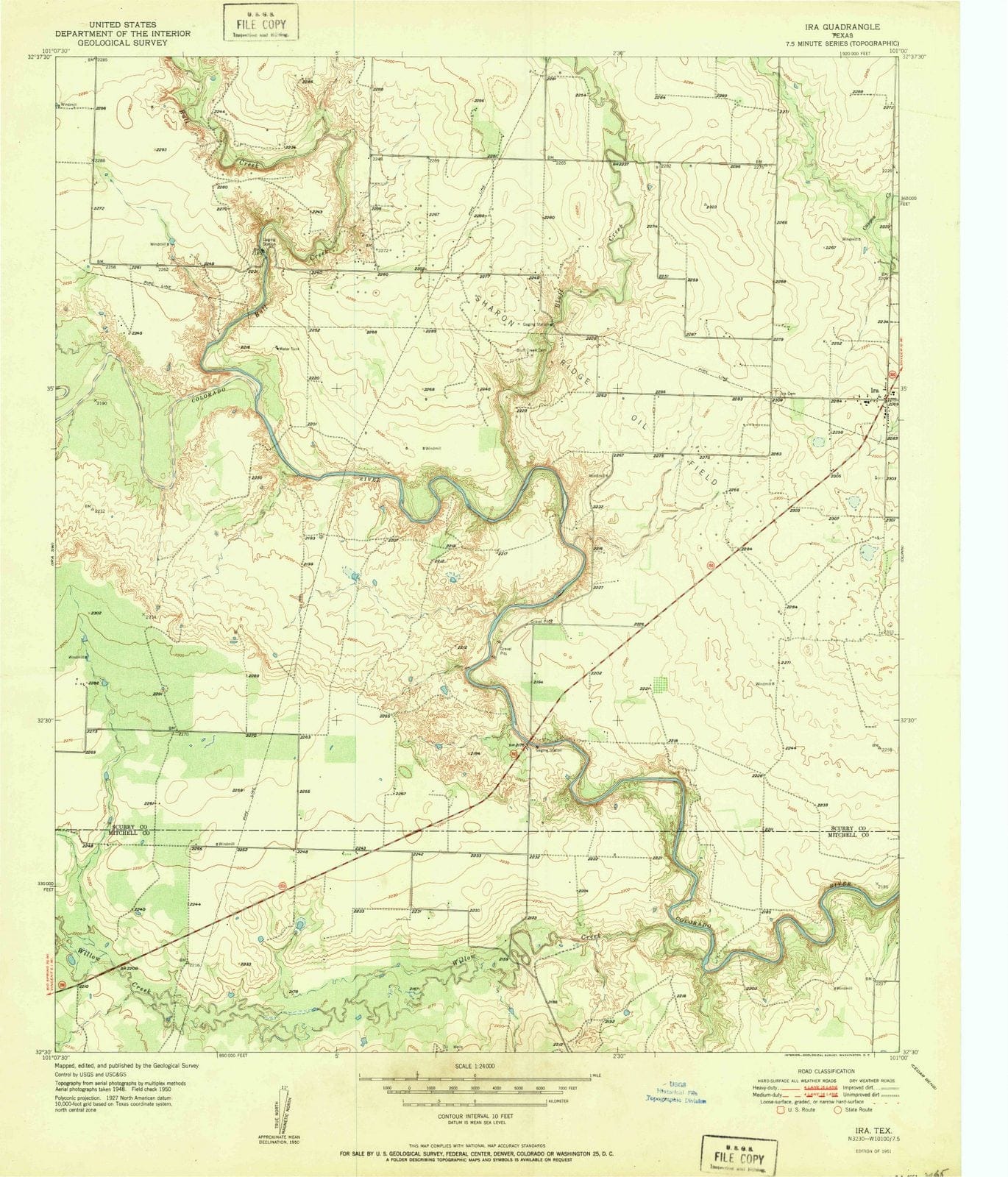 1951 Ira, TX - Texas - USGS Topographic Map v3