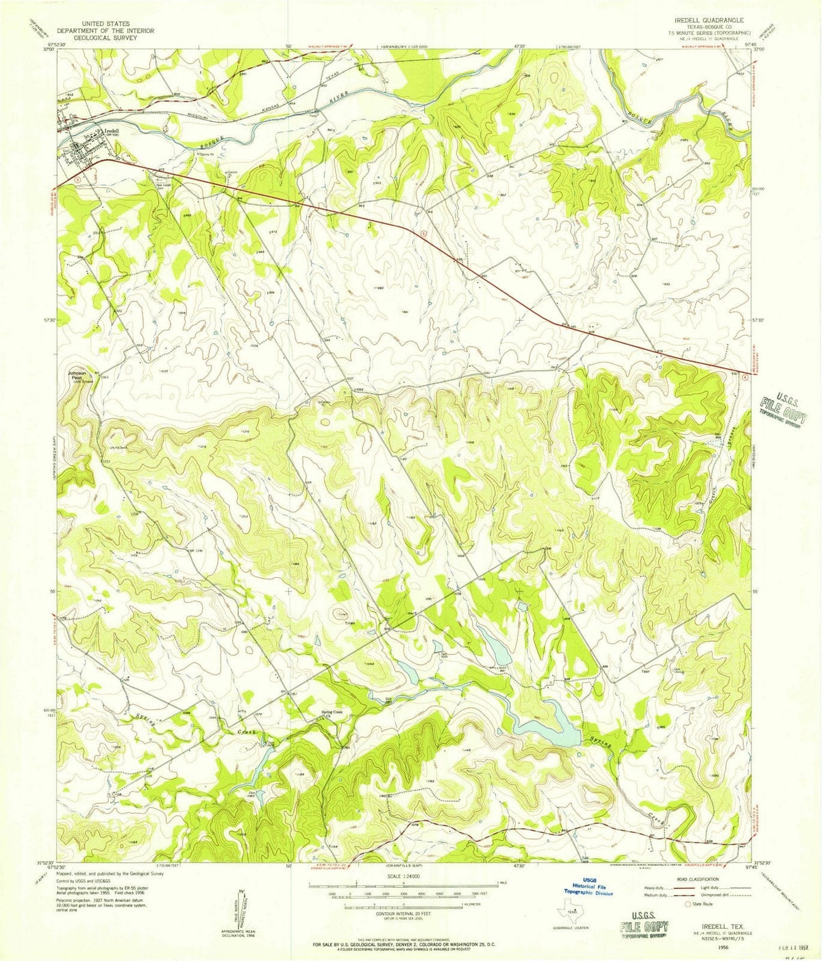 1956 Iredell, TX - Texas - USGS Topographic Map v2