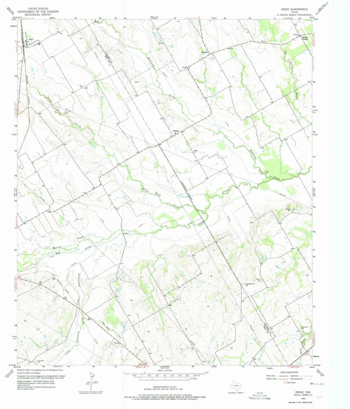 1957 Irene, TX - Texas - USGS Topographic Map