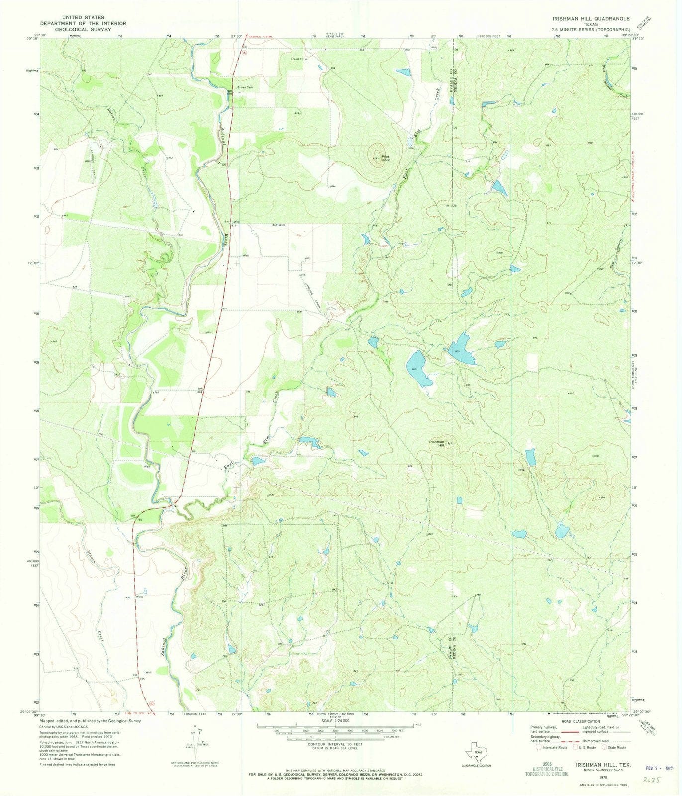 1970 Irishman Hill, TX - Texas - USGS Topographic Map