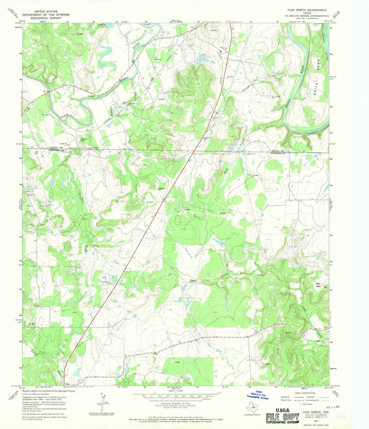 1967 Ivan North, TX - Texas - USGS Topographic Map