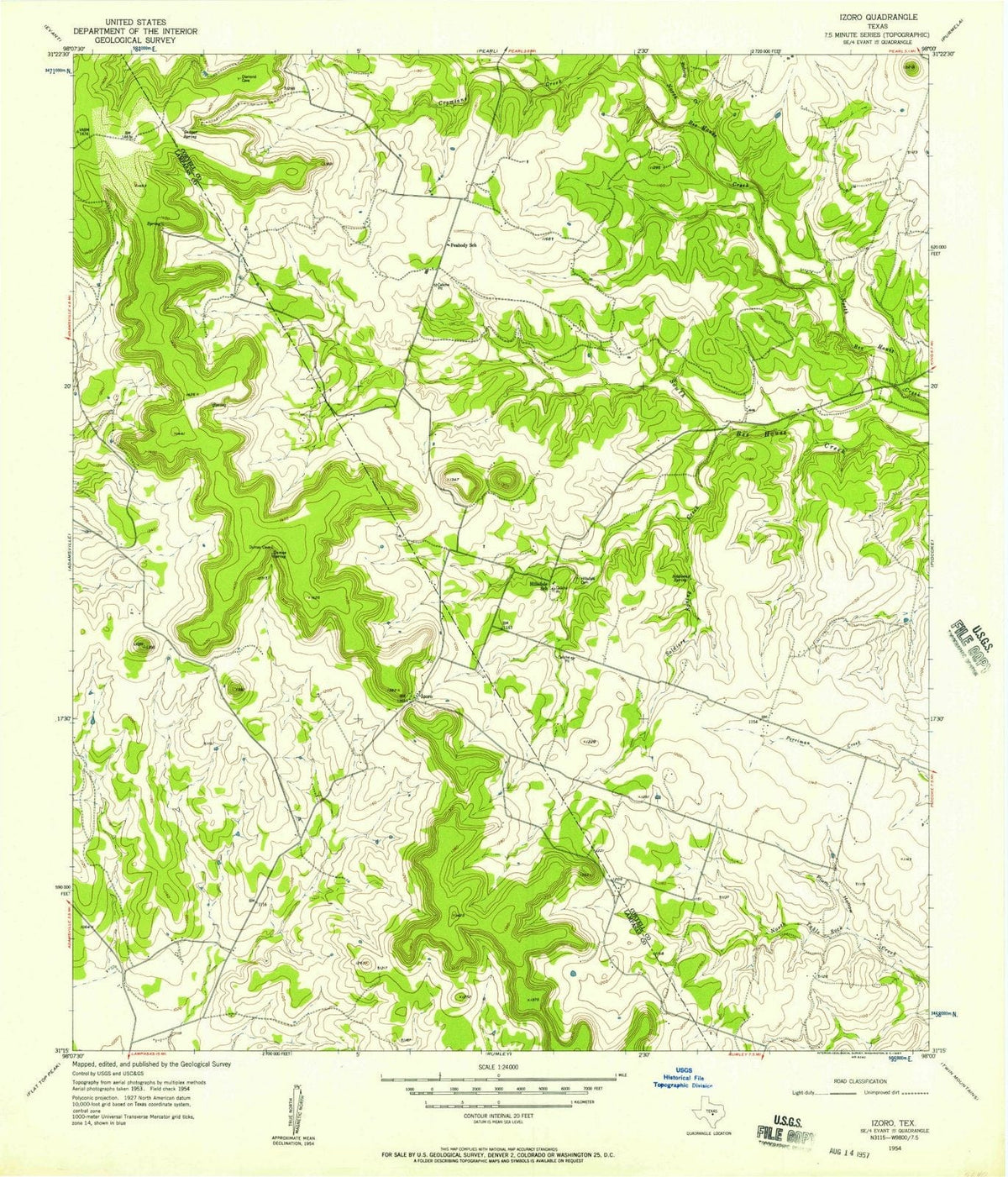 1954 Izoro, TX - Texas - USGS Topographic Map