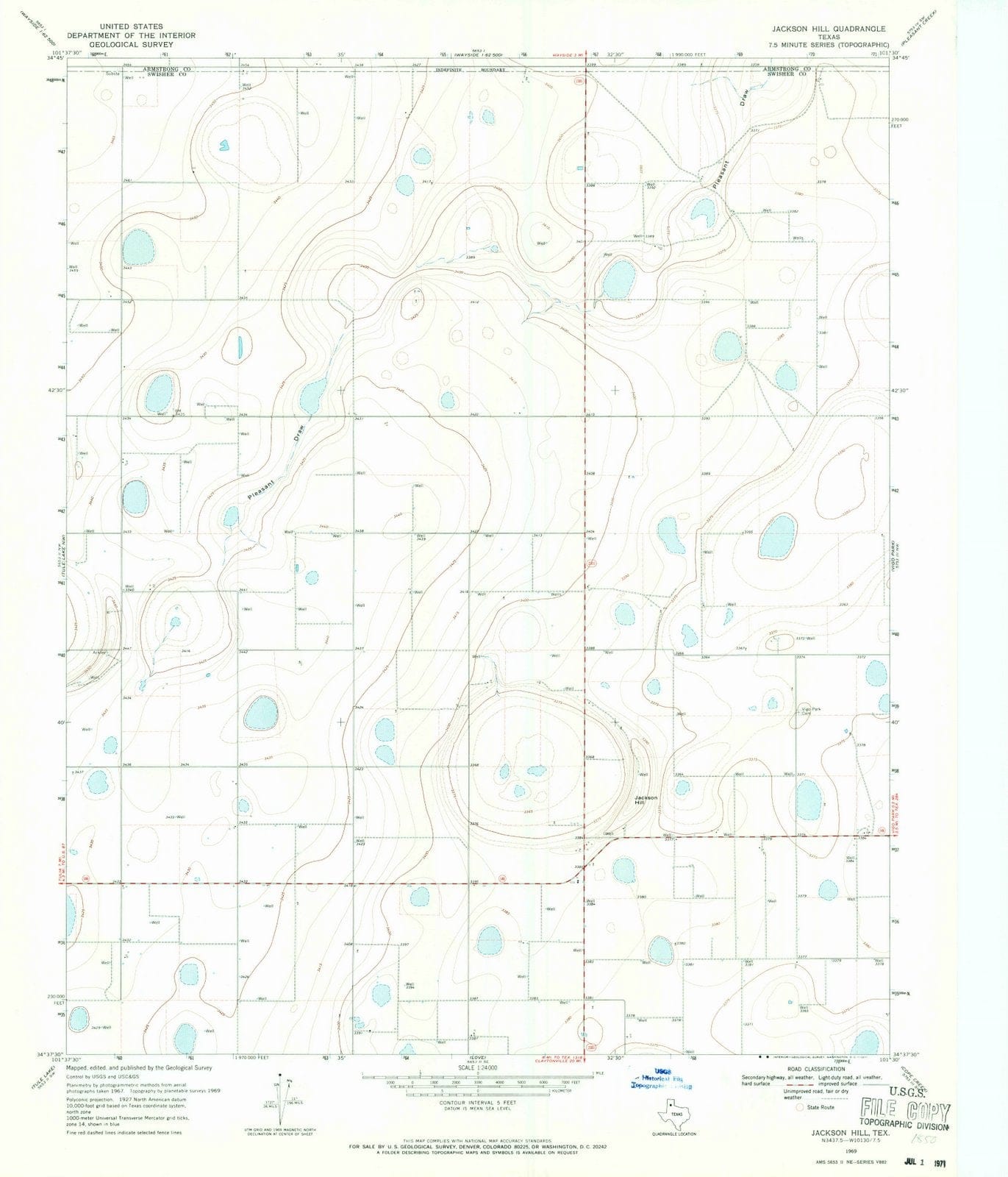 1969 Jackson Hill, TX - Texas - USGS Topographic Map