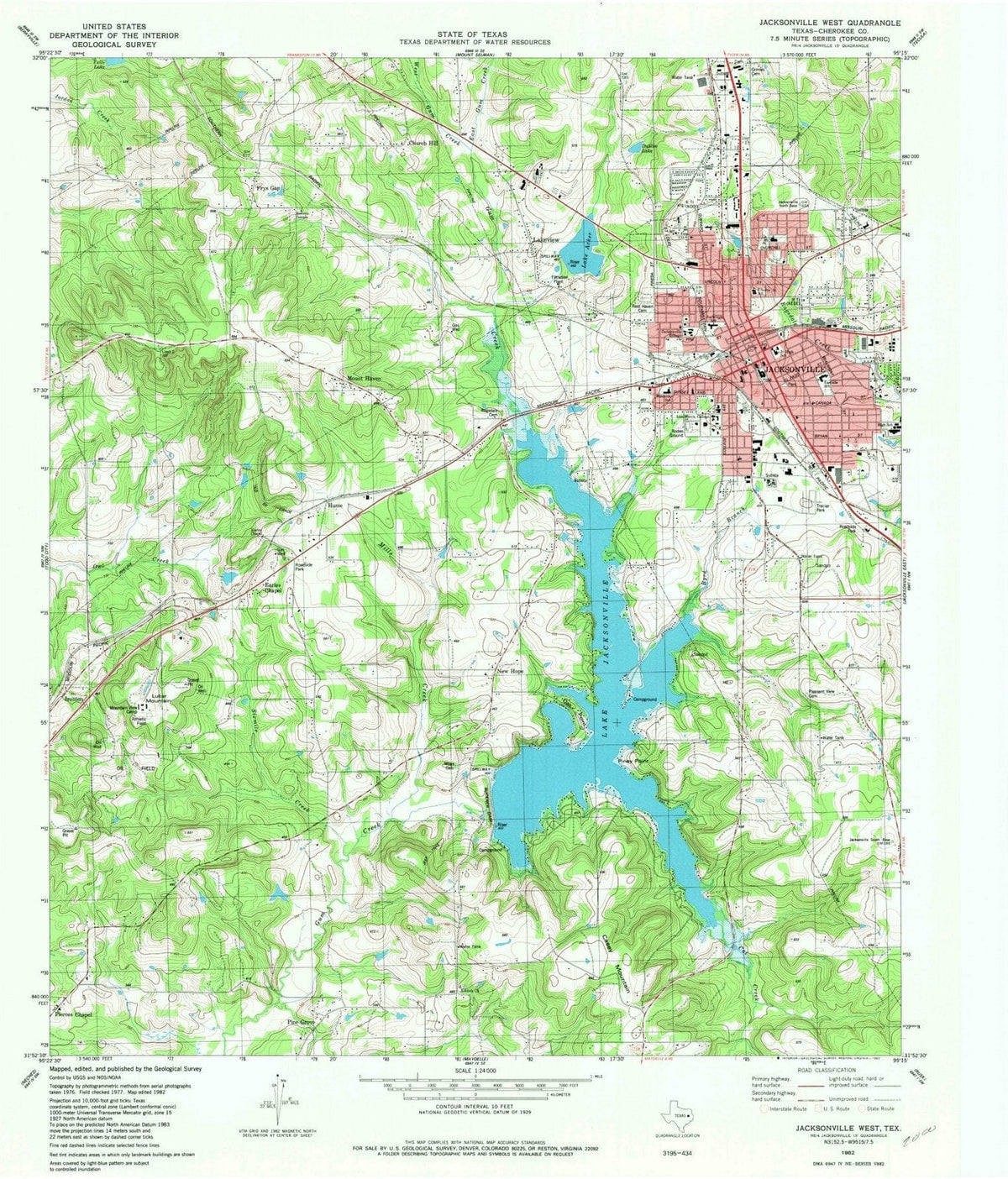 1982 Jacksonville, TX - Texas - USGS Topographic Map