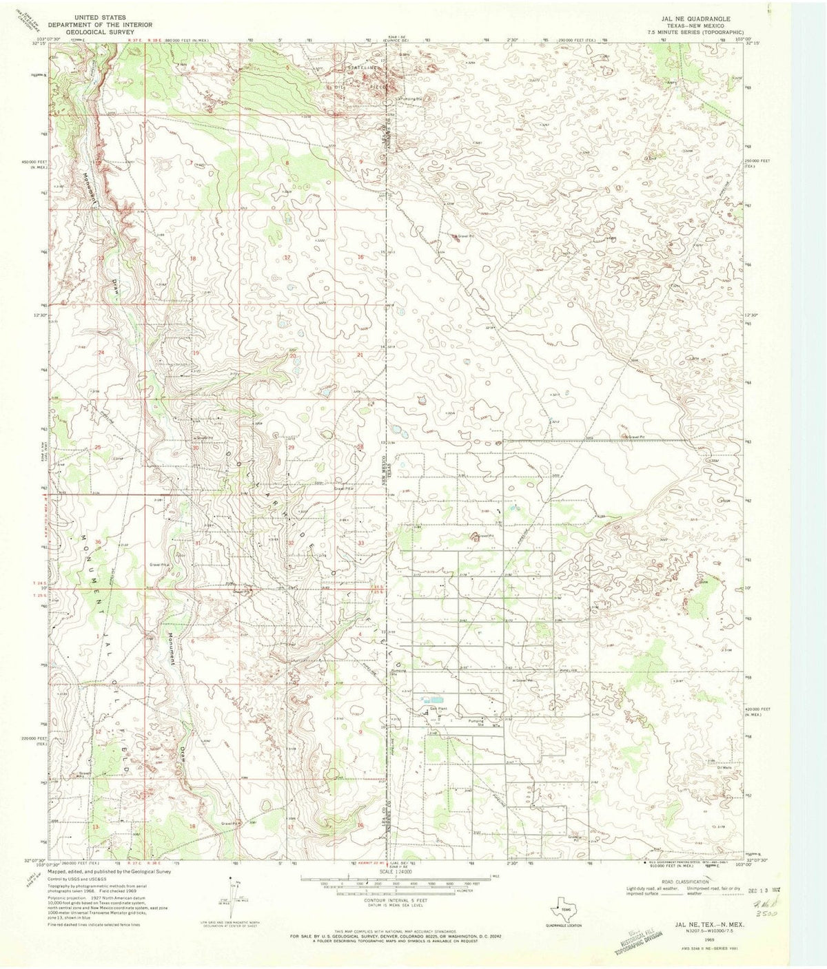 1969 Jal, TX - Texas - USGS Topographic Map