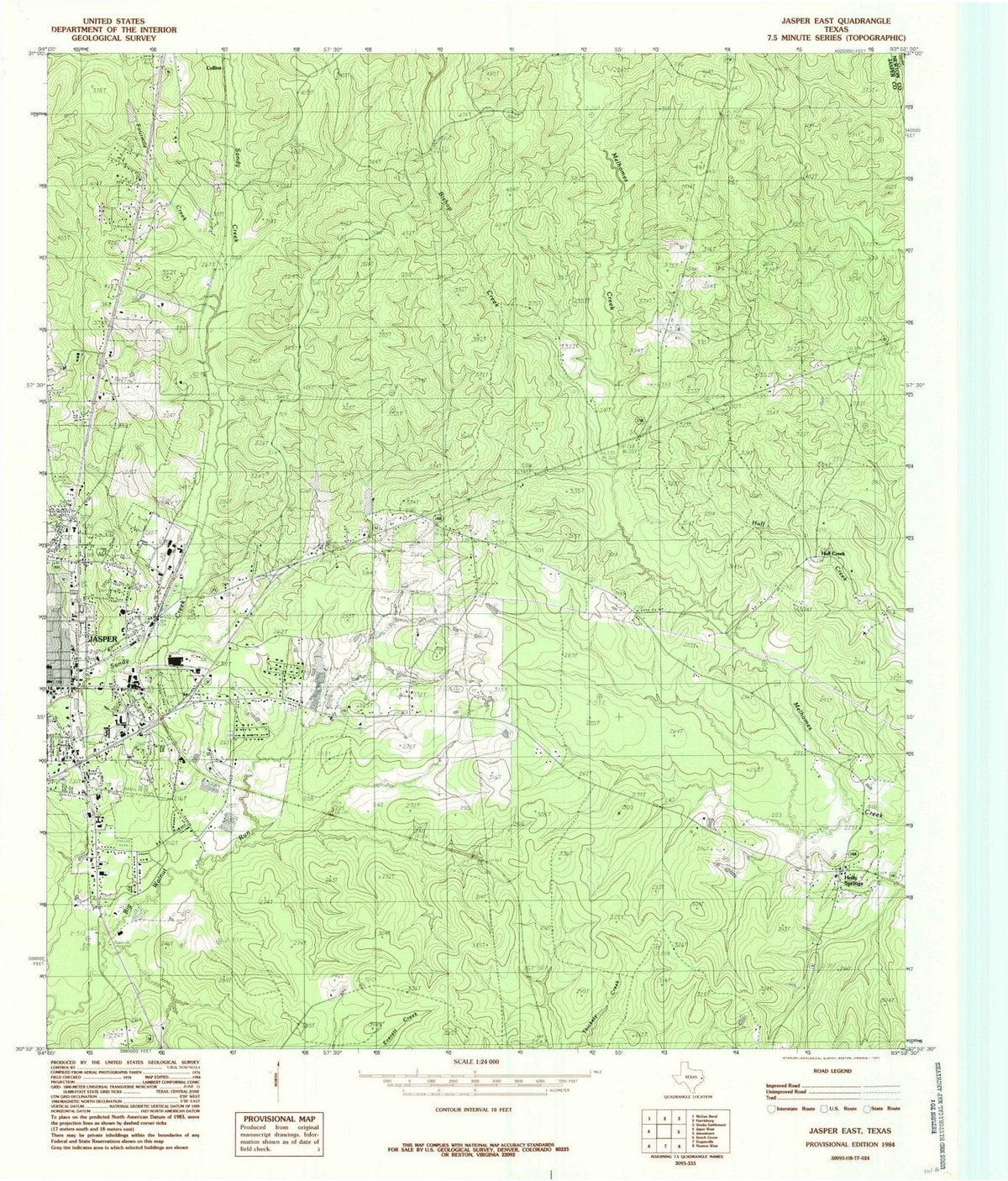 1984 Jasper East, TX - Texas - USGS Topographic Map