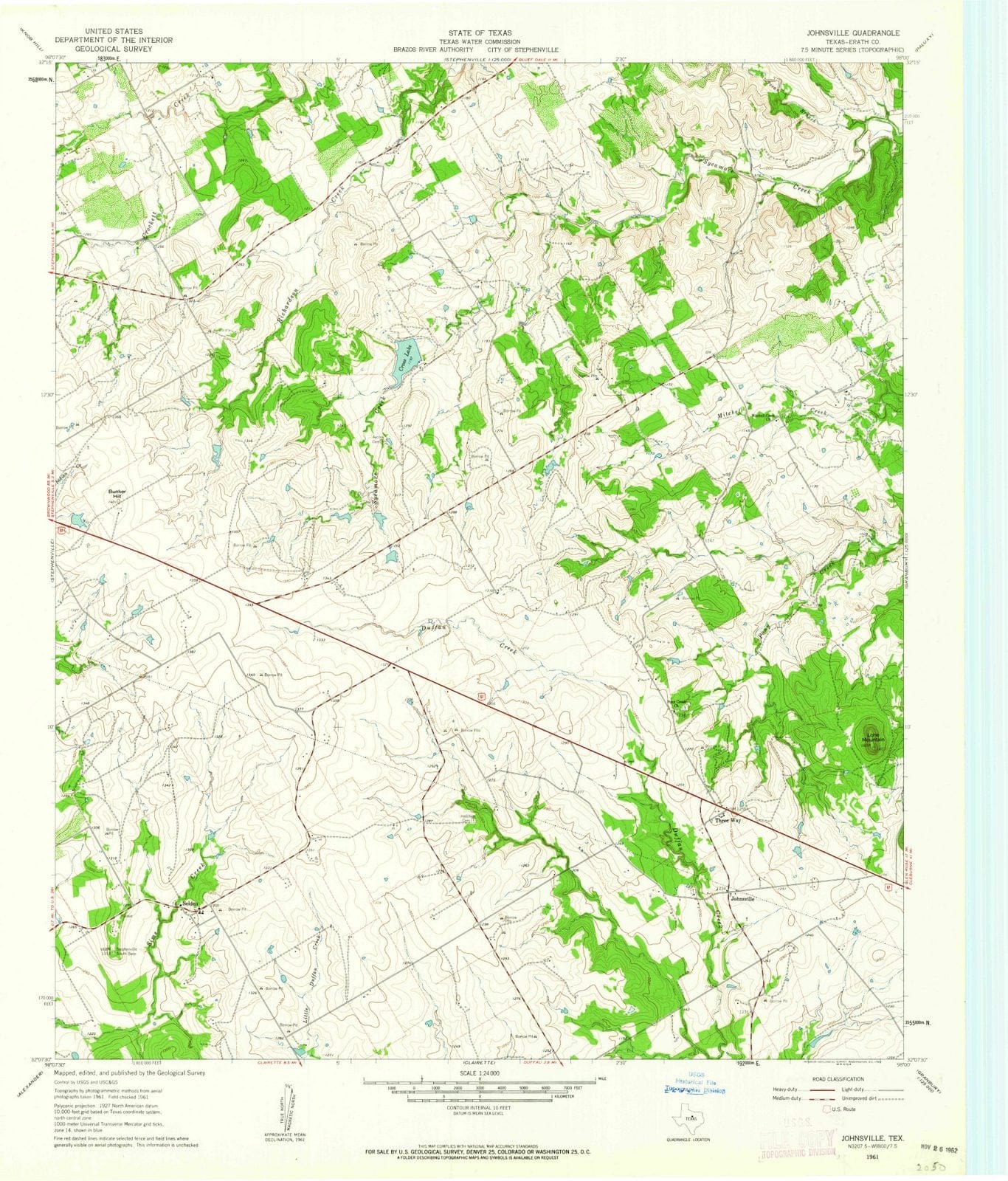 1961 Johnsville, TX - Texas - USGS Topographic Map