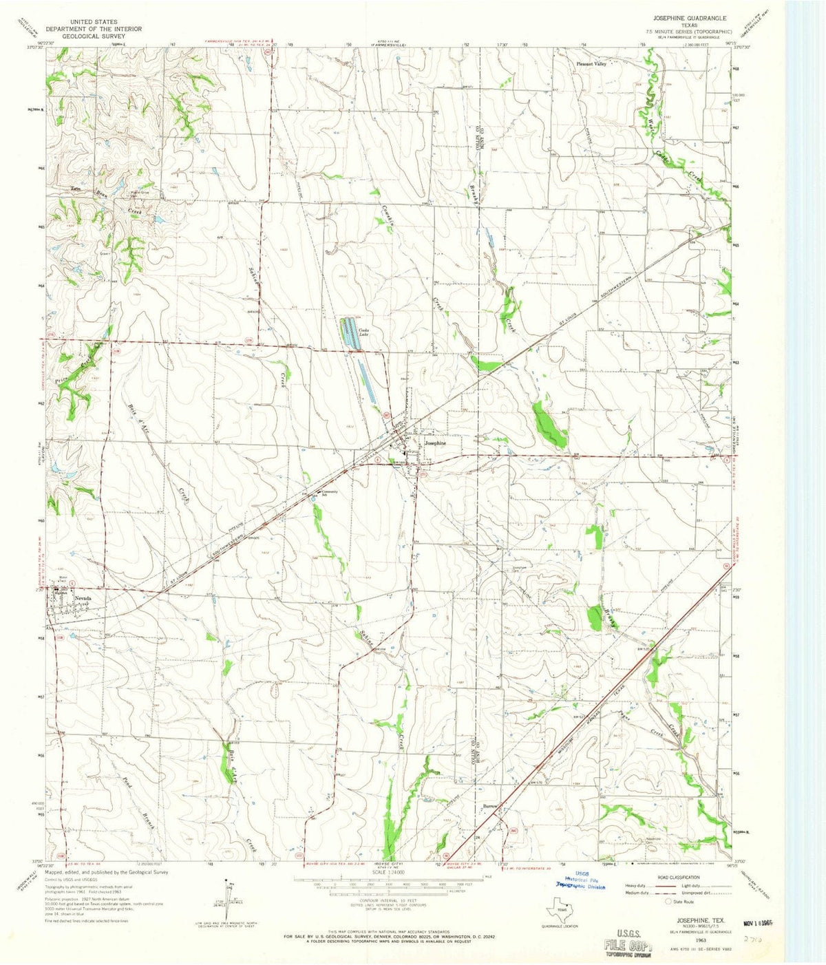 1963 Josephine, TX - Texas - USGS Topographic Map
