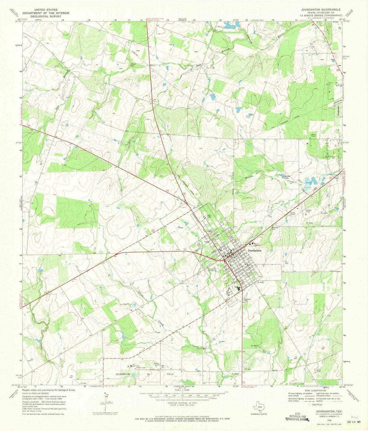 1968 Jourdanton, TX - Texas - USGS Topographic Map