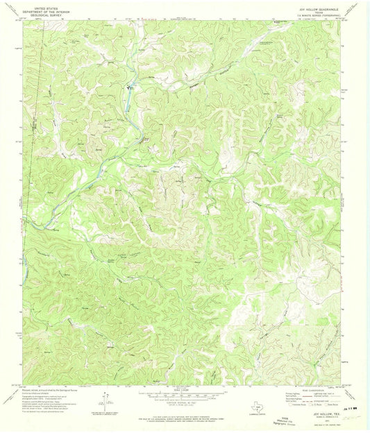 1971 Joy Hollow, TX - Texas - USGS Topographic Map