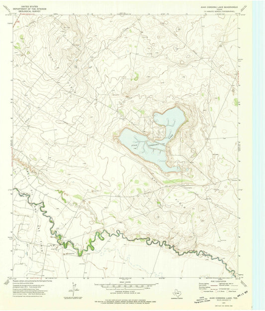 1974 Juan Cordona Lake, TX - Texas - USGS Topographic Map