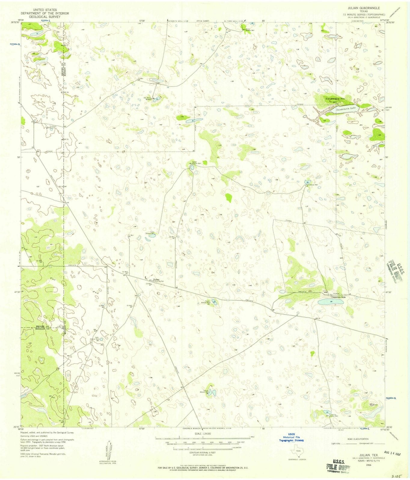 1956 Julian, TX - Texas - USGS Topographic Map