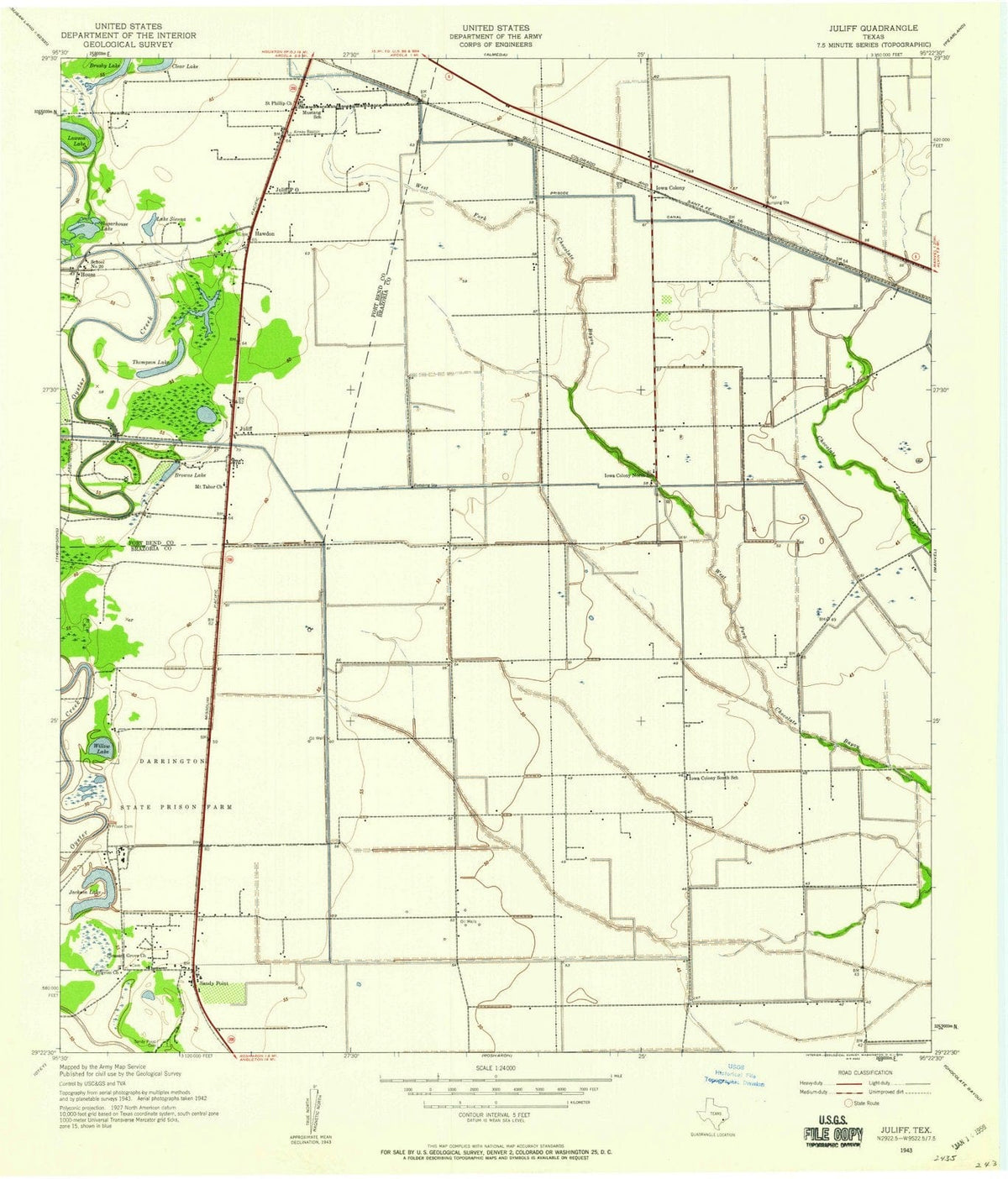1943 Juliff, TX - Texas - USGS Topographic Map v2