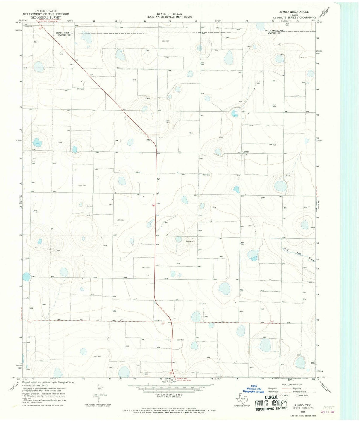 1966 Jumbo, TX - Texas - USGS Topographic Map