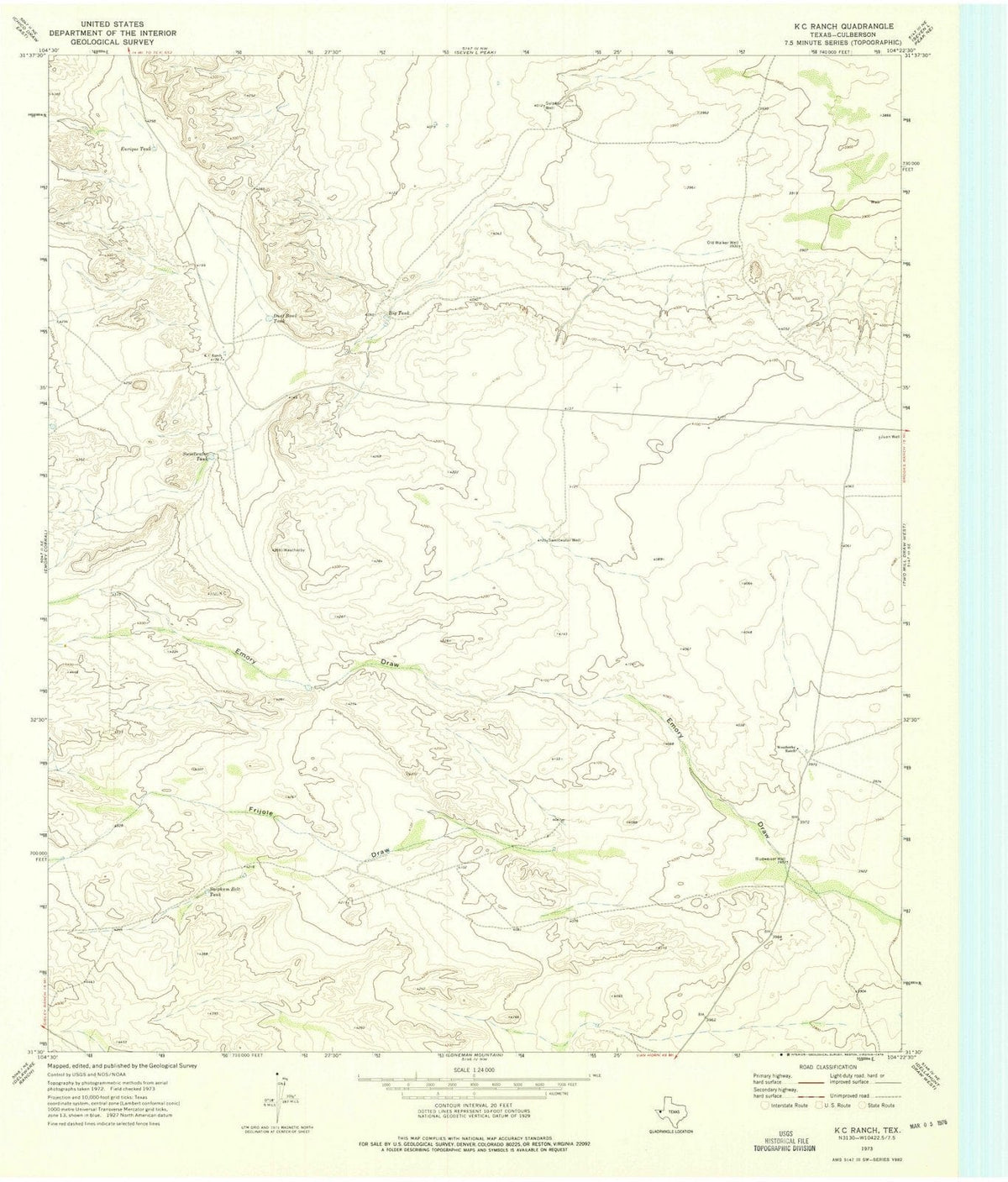 1973 K C Ranch, TX - Texas - USGS Topographic Map