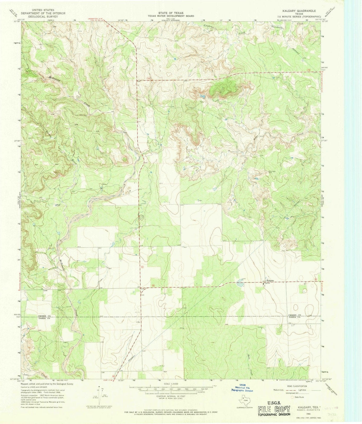 1966 Kalgary, TX - Texas - USGS Topographic Map