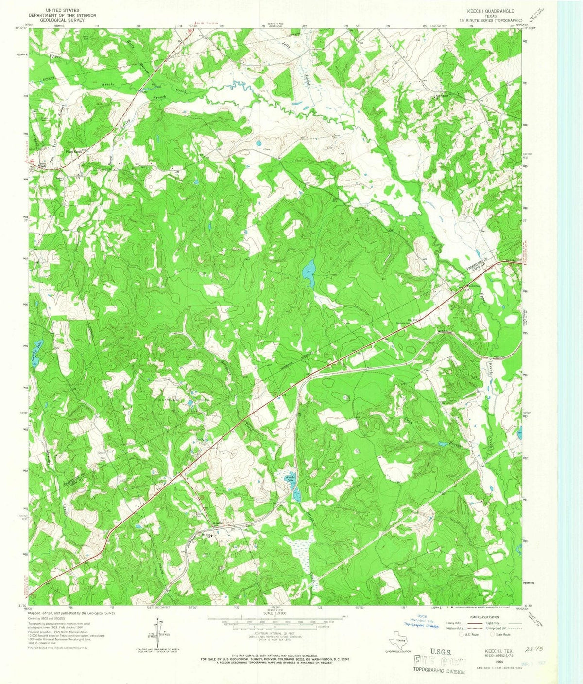 1964 Keechi, TX - Texas - USGS Topographic Map