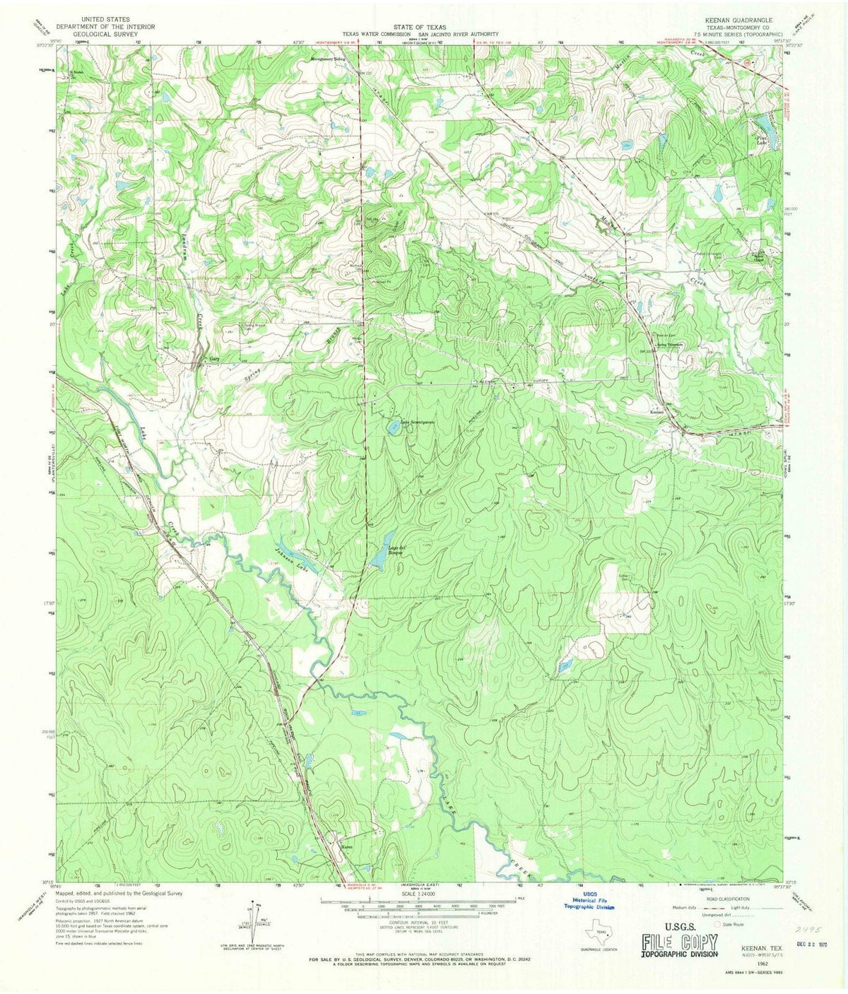 1962 Keenan, TX - Texas - USGS Topographic Map
